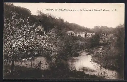 AK Vernou-sur-Brenne, La Brenne et le Coteau de Cossan