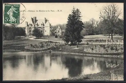 AK Le Mortier, Château et le parc avec étang