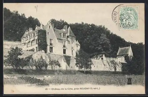 AK Reugny, Château de la Côte entouré de verdure