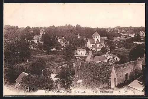 AK Rochecorbon, Vue d`ensemble du village et de l`église