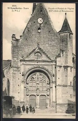 AK Tours, Facade et Portail de l`Église St-Symphorien XIIe siècle et Renaissance