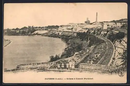 AK Paviers, Usines à Ciment Portland et voie ferrée le long de la rivière