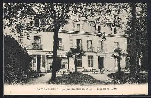 AK St-Symphorien, Castel-Fleuri maison entourée de jardins