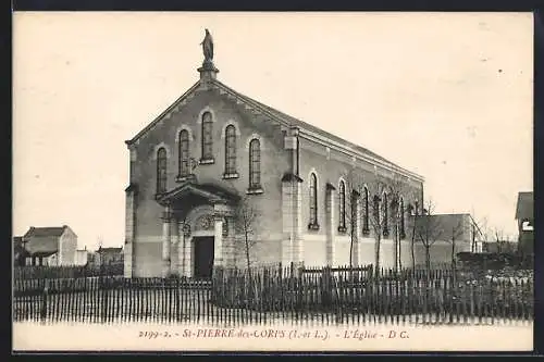 AK Saint-Pierre-des-Corps, L`église entourée de clôtures en bois