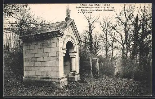 AK Saint-Patrice, Petit monument dédié à Saint Patrice et l`Épine miraculeuse fleurissant en Décembre