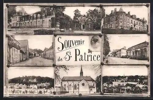 AK Saint-Patrice, Souvenir de St Patrice mit Ansichten des Dorfes und seiner Gebäude