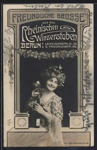 AK Berlin, Restaurant Rheinische Winzerstuben, Leipzigerstr. 31 /32 und Friedrichstr. 96