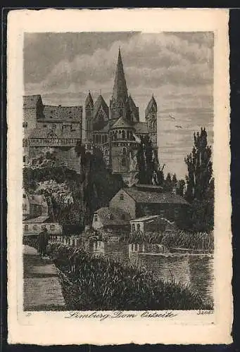 Künstler-AK Limburg / Lahn, Ostseite des Doms