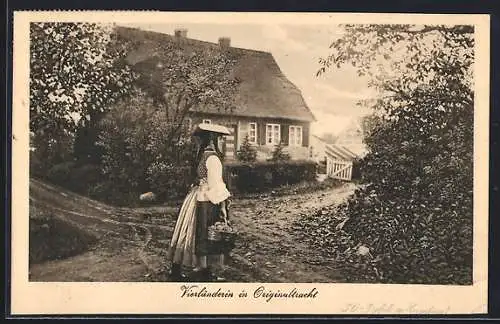 AK Vierländerin in Originaltracht