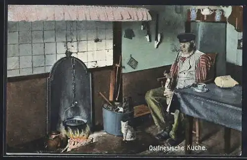 AK Ostfriesischer älterer Mann in seiner Küche