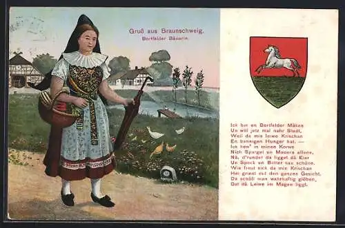 AK Braunschweig, Bortfelder Bäuerin in Tracht