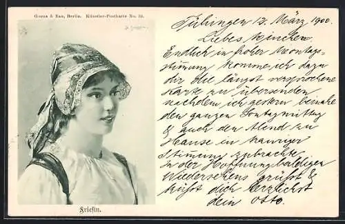 AK Junge Friesin in Tracht