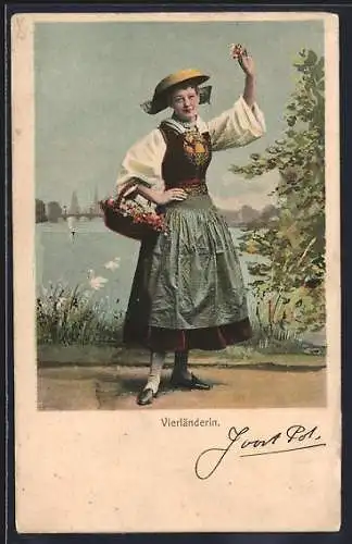 AK Vierländerin in Tracht