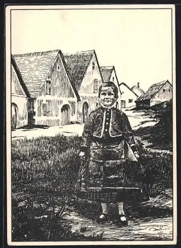 Künstler-AK Kleine Schwäbin aus den Ofener Bergen