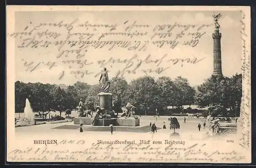AK Berlin, Bismarckdenkmal vom Reichstag aus gesehen