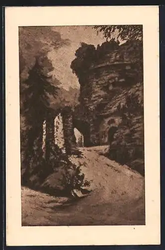 Künstler-AK Vellberg, Aufgang zur Vorburg