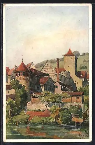 Künstler-AK J. Marschall: Schwäbisch-Hall, beim Weiler Tor