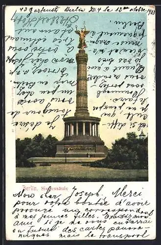 AK Berlin-Tiergarten, Siegessäule mit Parkanlagen