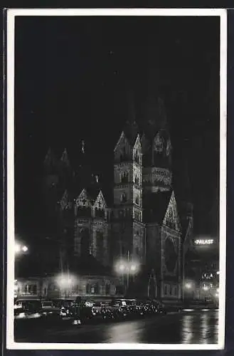 AK Berlin-Charlottenburg, Kaiser Wilhelm-Gedächtniskirche bei Nacht
