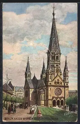 Künstler-AK Berlin-Charlottenburg, Kaiser Wilhelm Gedächtniskirche