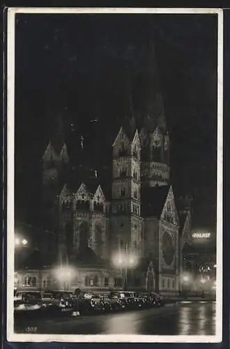 AK Berlin-Charlottenburg, Kaiser-Wilhelm-Gedächtniskirche bei Nacht