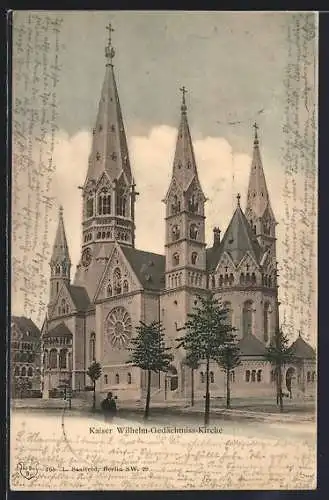 AK Berlin-Charlottenburg, Kaiser Wilhelm-Gedächtniskirche mit Vorplatz