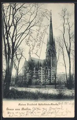 AK Berlin, Kaiser Friedrich-Gedächtniskirche mit Parkanlage