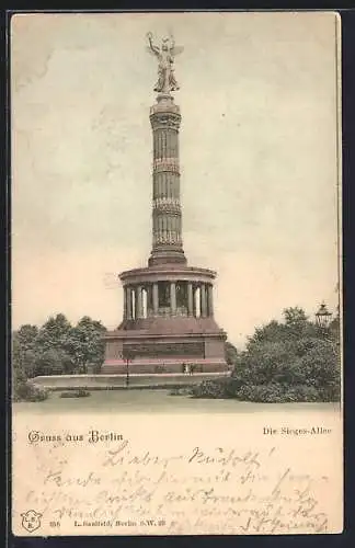 AK Berlin-Tiergarten, Siegessäule mit Parkanlage