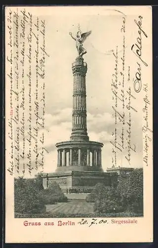AK Berlin-Tiergarten, Siegessäule mit Parkanlagen