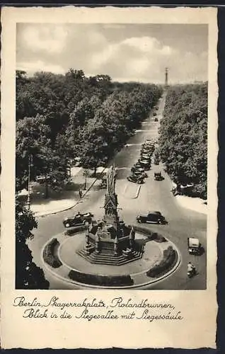 AK Berlin-Tiergarten, Skagerrakplatz mit Rolandbrunnen und Siegessäule