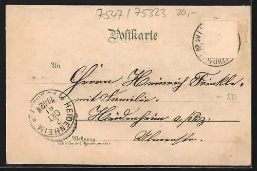 Lithographie Bad Wildbad, Anlagen-Partie, Kurplatz, Katholische Kirche