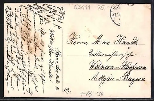 Passepartout-Lithographie Bonn, Kaiserplatz im Blatt