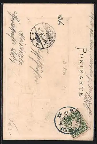 Passepartout-Lithographie Nürnberg, An der Karlsbrücke, Wappen