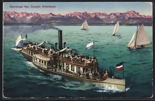 AK Dampfer Wittelsbach auf dem Starnberger See