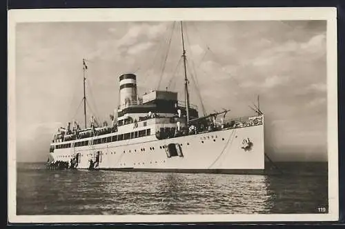 AK Passagierschiff Cobra vor Helgoland, Ausschiffen der Passagiere