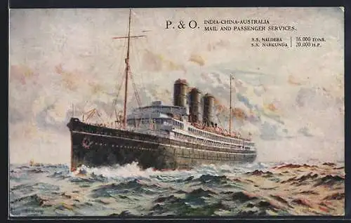 Künstler-AK Passagierschiff SS Naldera in voller Fahrt