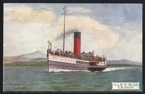 Künstler-AK Passagierschiff PS Juno, G. & S. W. Ry. Co.