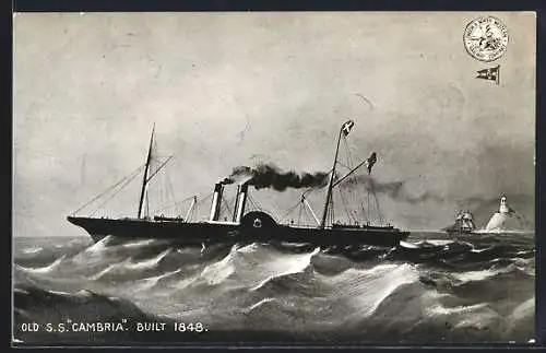 AK Passagierschiff S. S. Cambria in stürmischer See