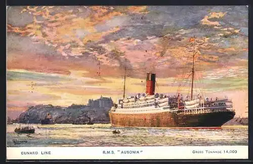 Künstler-AK RMS Ausonia der Cunard Line