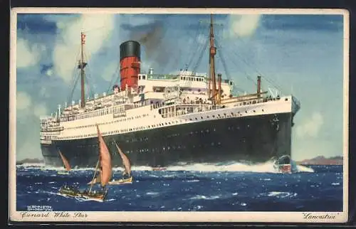 Künstler-AK Passagierschiff Lancastria bei voller Fahrt, Cunard White Star Line