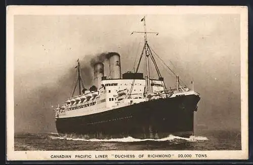 AK Passagierschiff Duchess of Richmond in voller Fahrt, Canadian Pacific Liner