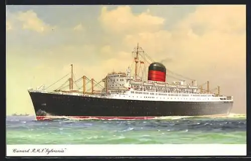 AK Passagierschiff R.M.S. Sylvania in voller Fahrt, Cunard Liner