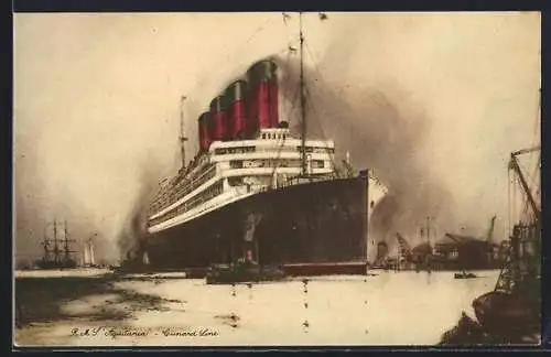 AK R.M.S. Aquitania im Hafen, Passagierschiff, Cunard Line