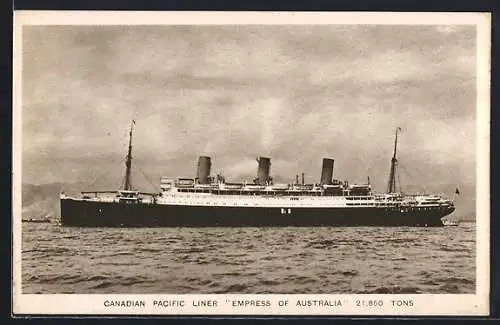 AK Passagierschiff Empress of Australia in voller Fahrt
