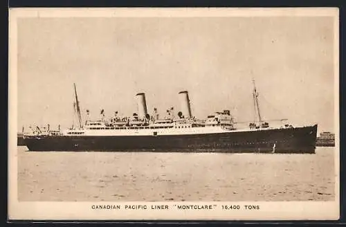 AK Passagierschiff Montclare bei ruhiger Fahrt, Canadian Pacific Liner
