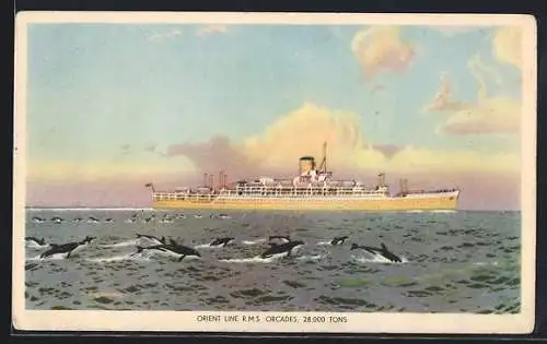 AK Passagierschiff RMS Orcades auf See, Orient Line