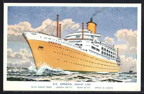 Künstler-AK Orient Line Passagierschiff SS Orsova