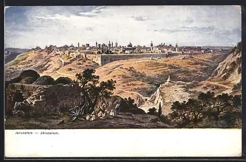 Künstler-AK Friedrich Perlberg: Jerusalem, Totalansicht aus der Ferne