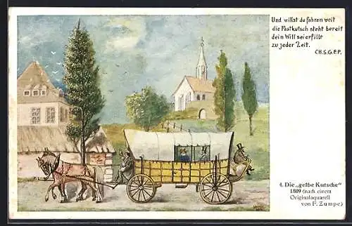 Künstler-AK Sächsische Post: Die gelbe Kutsche 1809