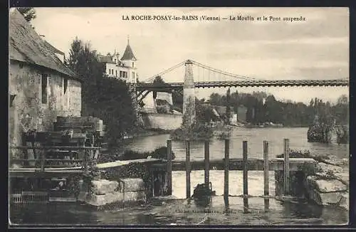 AK La Roche-Posay-les-Bains, Le Moulin et le Pont suspendu